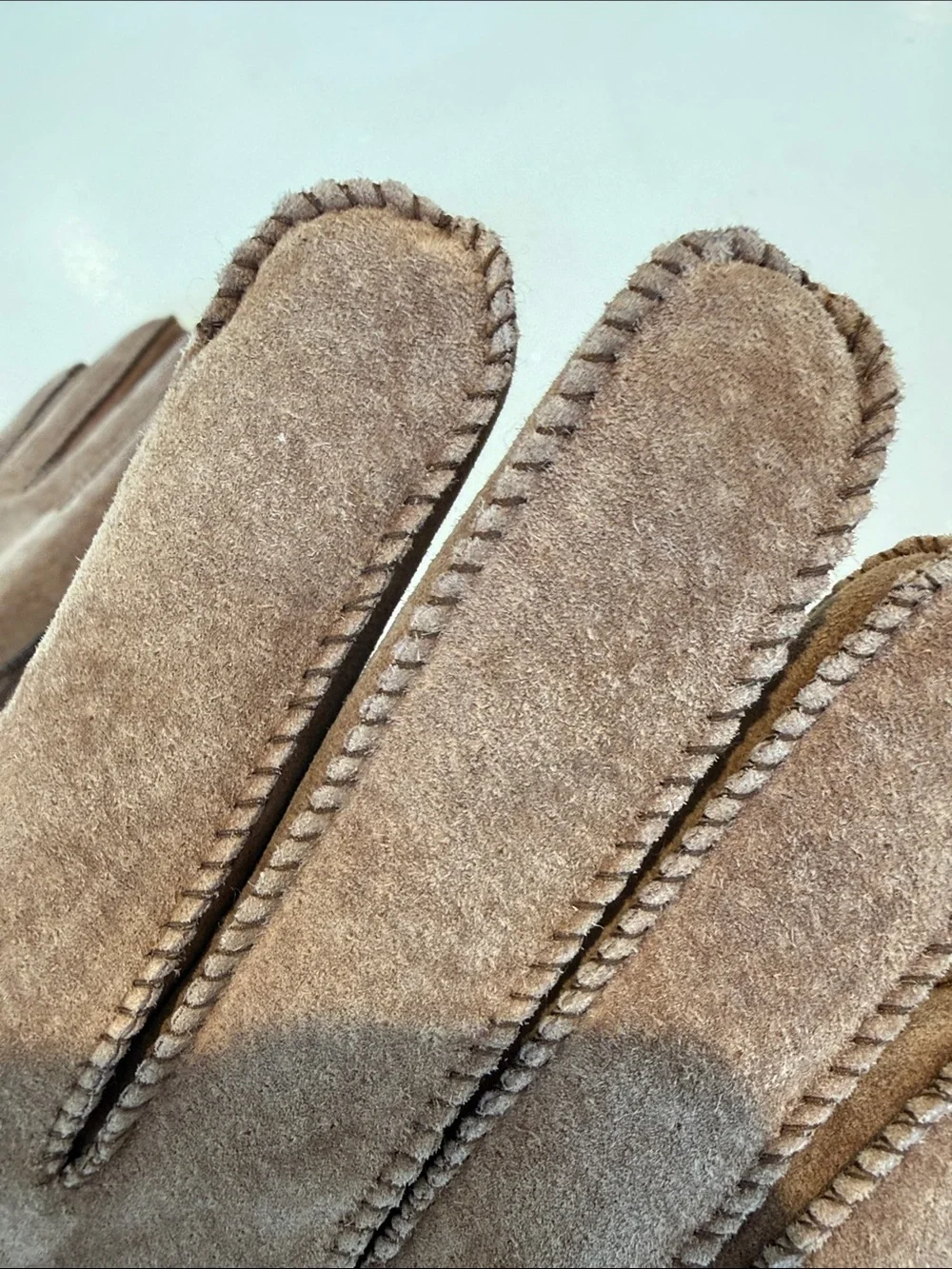 Brown Suede Faux Shearling-Trim Winter Gloves